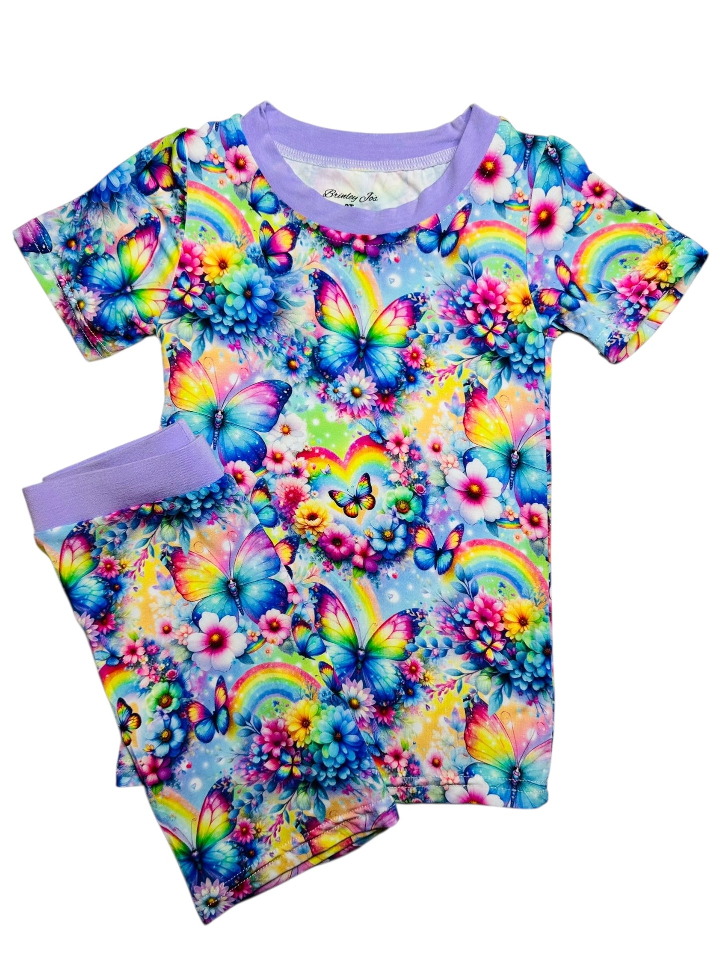 Rainbow Flutters Bamboo Two Piece Short Sleeve & Short Set