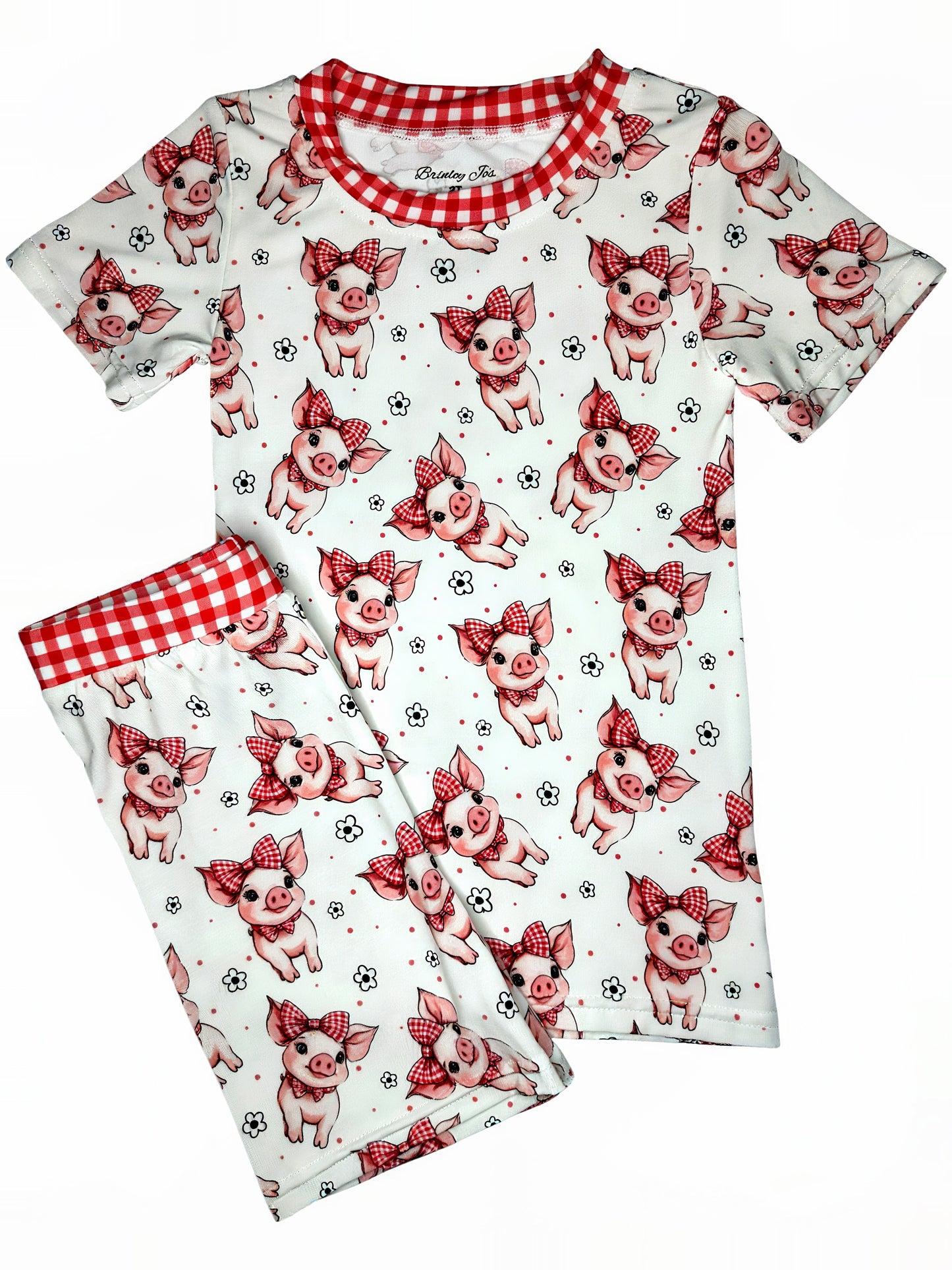 Plaid Pigs Short Sleeve & Shorts Bamboo Two Piece Set