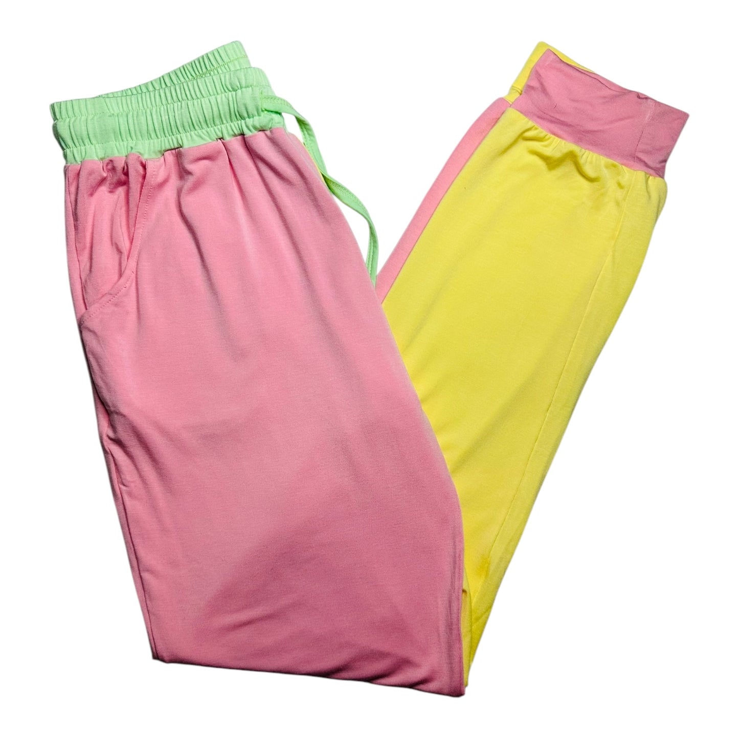 Color Block Yellow & Pink Adult Bamboo Joggers