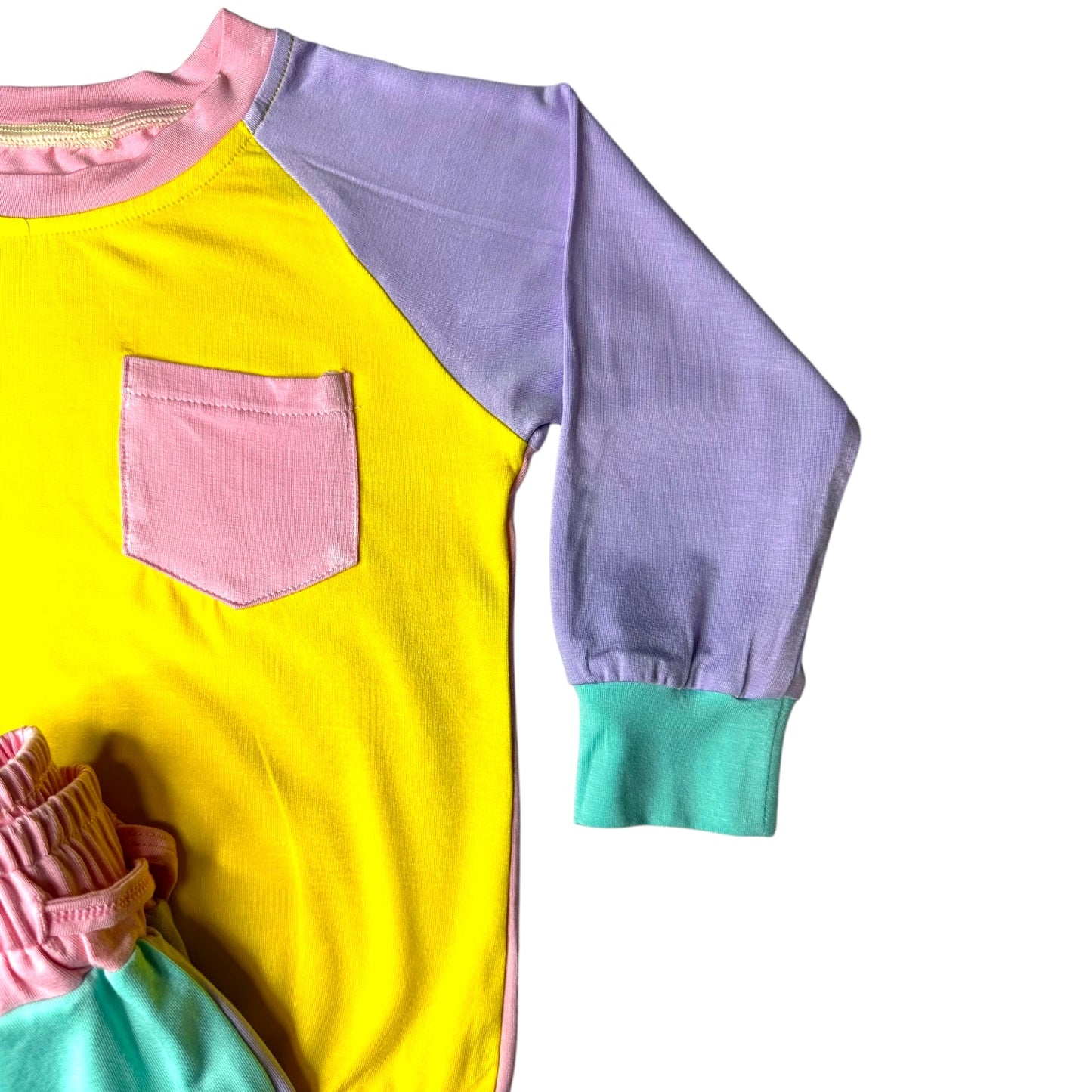 Color Block Yellow & Pink Bamboo Jogger Set