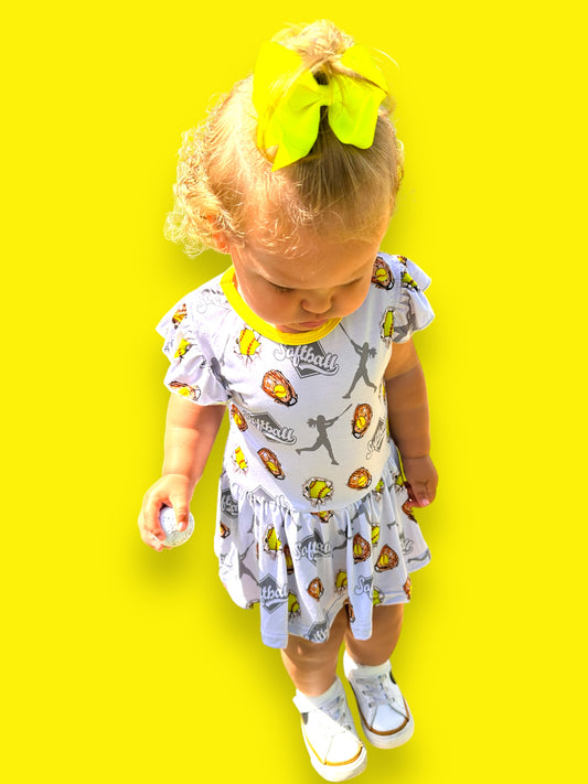 Batter Up Softball Twirl Dress With Snaps