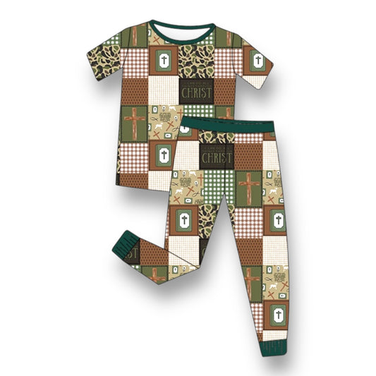 I Can Do All Things Through Christ Hunter Green Short Sleeve Two Piece Set