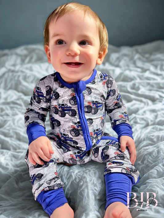 Red, White & Zoom Bamboo Romper