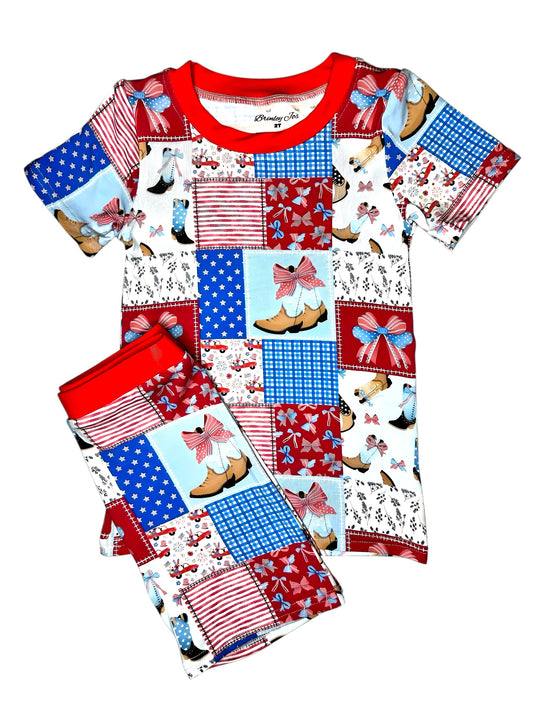 Star-Spangled Sweetheart Bamboo Two Piece Short Set