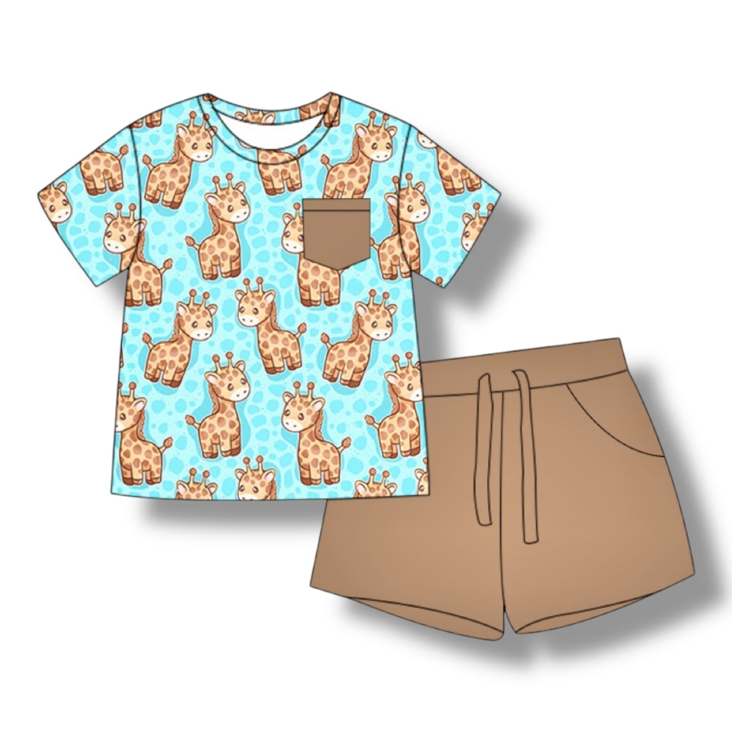 Wild Giraffe Pocket Tee & Short Set