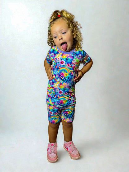 Rainbow Flutters Bamboo Two Piece Short Sleeve & Short Set