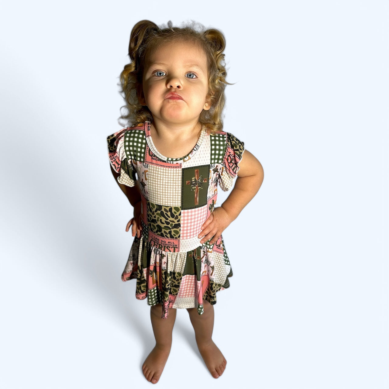 I Can Do All Things Through Christ Bamboo Twirl Dress with Bodysuit & Snaps