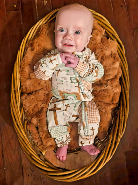 The Goodness of God Green Camo Romper