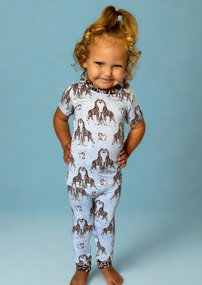 Love you Long Time Short Sleeve Two Piece Bamboo Pajama Set