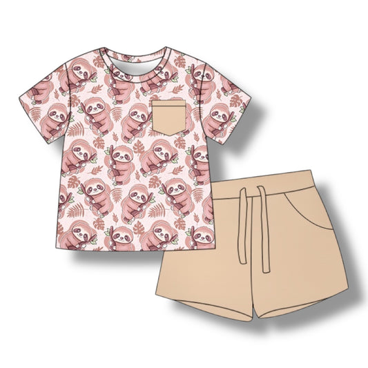 Wild Sloths Pocket Tee & Short Set