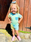 Color Block Green & Blue Bamboo Pocket Tee & Short Set