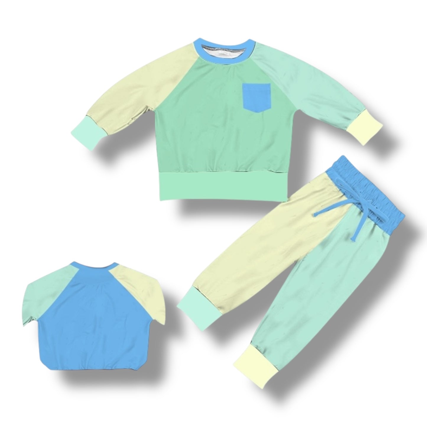 Color Block Green & Blue Jogger Set