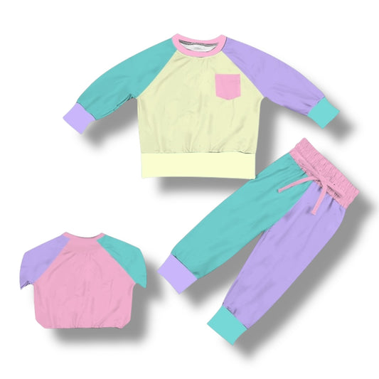 Color Block Yellow & Pink Jogger Set