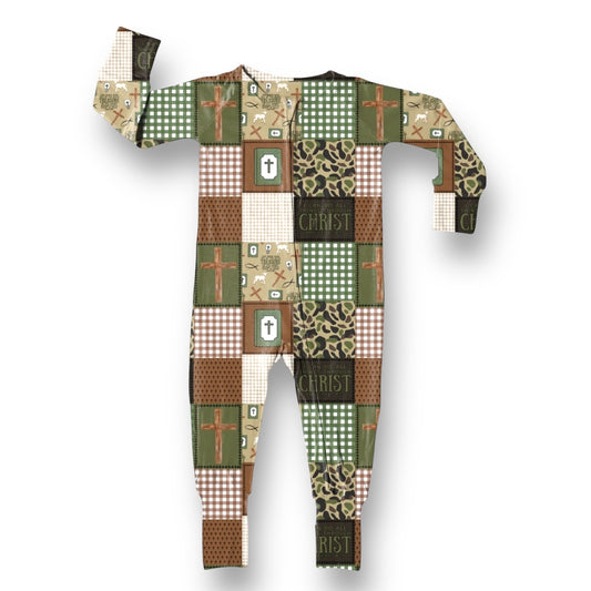 I Can Do All Things Through Christ Hunter Green Romper