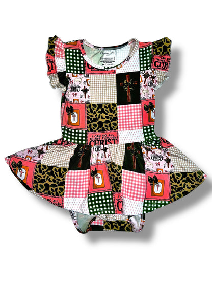 I Can Do All Things Through Christ Bamboo Twirl Dress with Bodysuit & Snaps